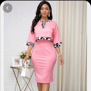 NWOT Geometric Print Two Piece Split Neck Dress